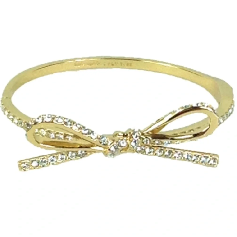 Kate Spade Skinny Mini Pave Bow Bangle Bracelet, Gold - Picture 1 of 5